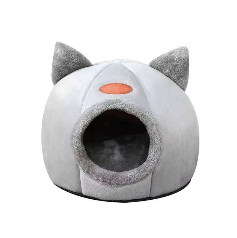 Cozy Cat Ear Plush Bed - Soft and Comfy Cat Cave for Your Feline Friend