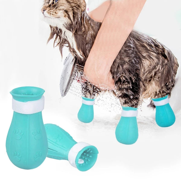 4pcs Pet Cat Bathing Foot Cover Silicone Anti Cat Claw