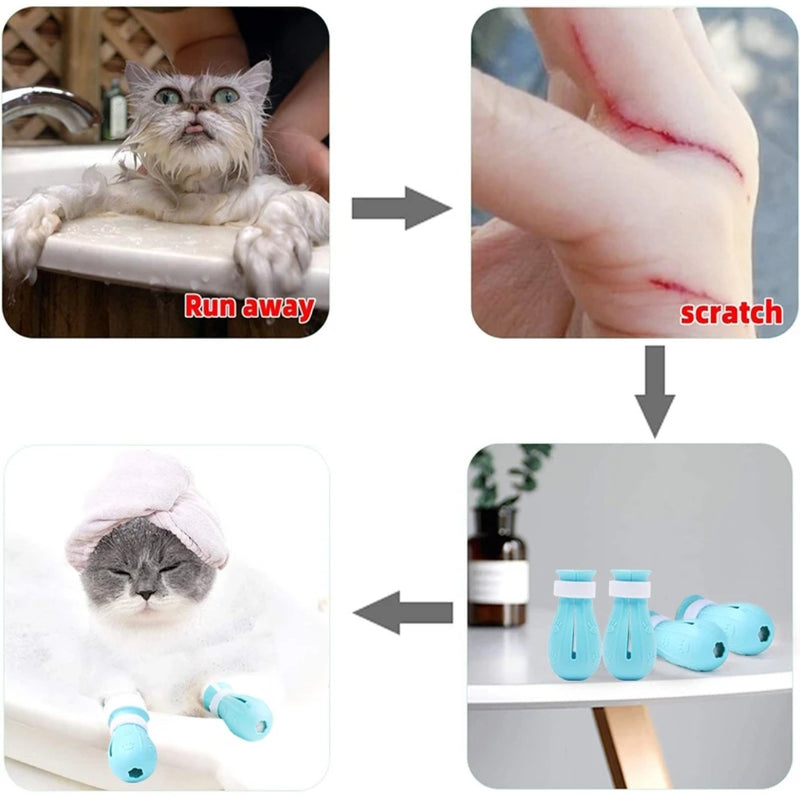 4pcs Pet Cat Bathing Foot Cover Silicone Anti Cat Claw