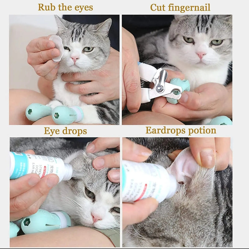 4pcs Pet Cat Bathing Foot Cover Silicone Anti Cat Claw