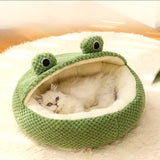 Frog Cozy Cat Bed – The Perfect Hideaway for Your Feline Friend!