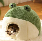 Frog Cozy Cat Bed – The Perfect Hideaway for Your Feline Friend!