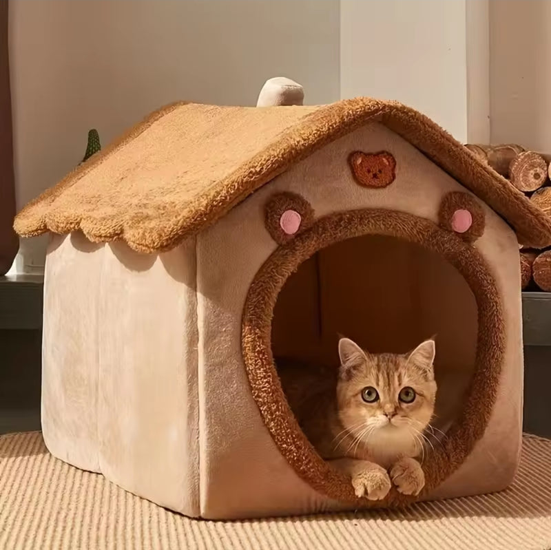 Cozy Bear House Cat Bed